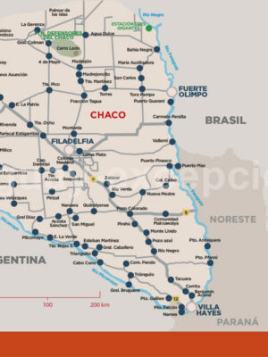 Carte de la région Nord Paraguay : Le Chaco
